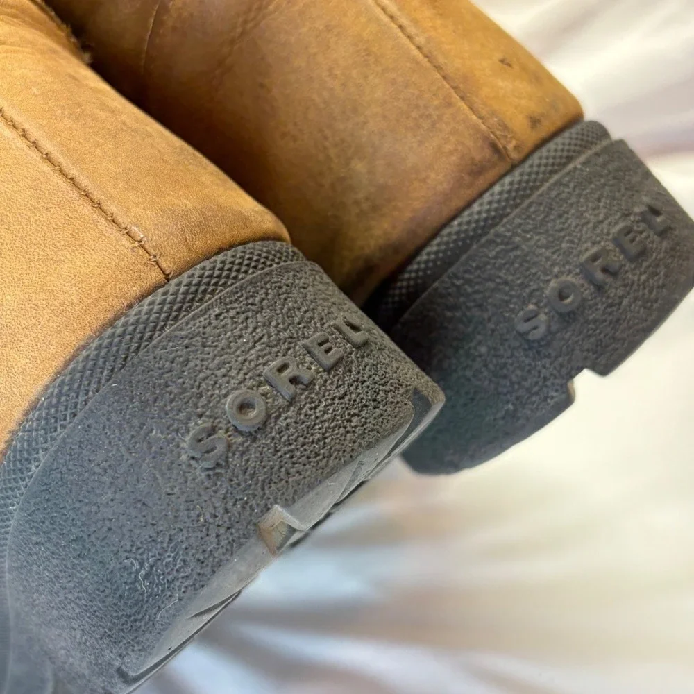 VTG Sorel Boots Women's‎ 10M Leather Shearling Lined Ankle Winter Made in Canada